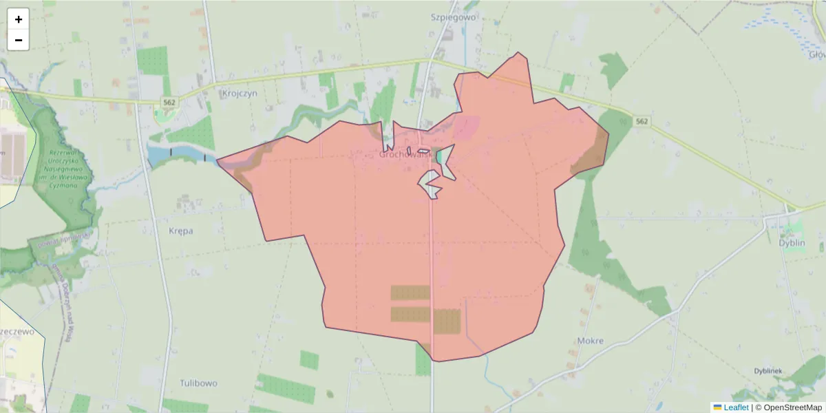 Szczegółowa mapa kodu pocztowego 87-611 z granicami, sąsiednimi kodami pocztowymi i urzędami pocztowymi