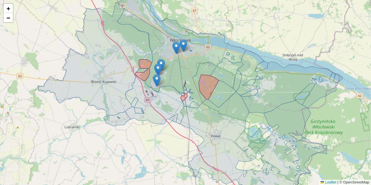 Szczegółowa mapa kodu pocztowego 87-807 z granicami, sąsiednimi kodami pocztowymi i urzędami pocztowymi