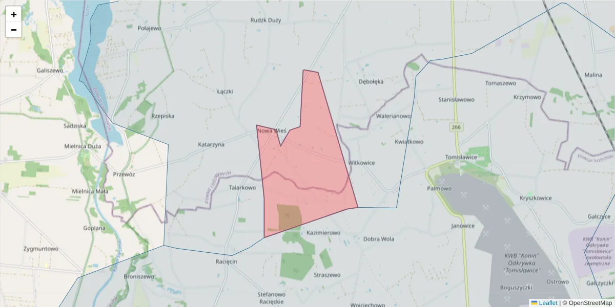 Szczegółowa mapa kodu pocztowego 88-235 z granicami, sąsiednimi kodami pocztowymi i urzędami pocztowymi