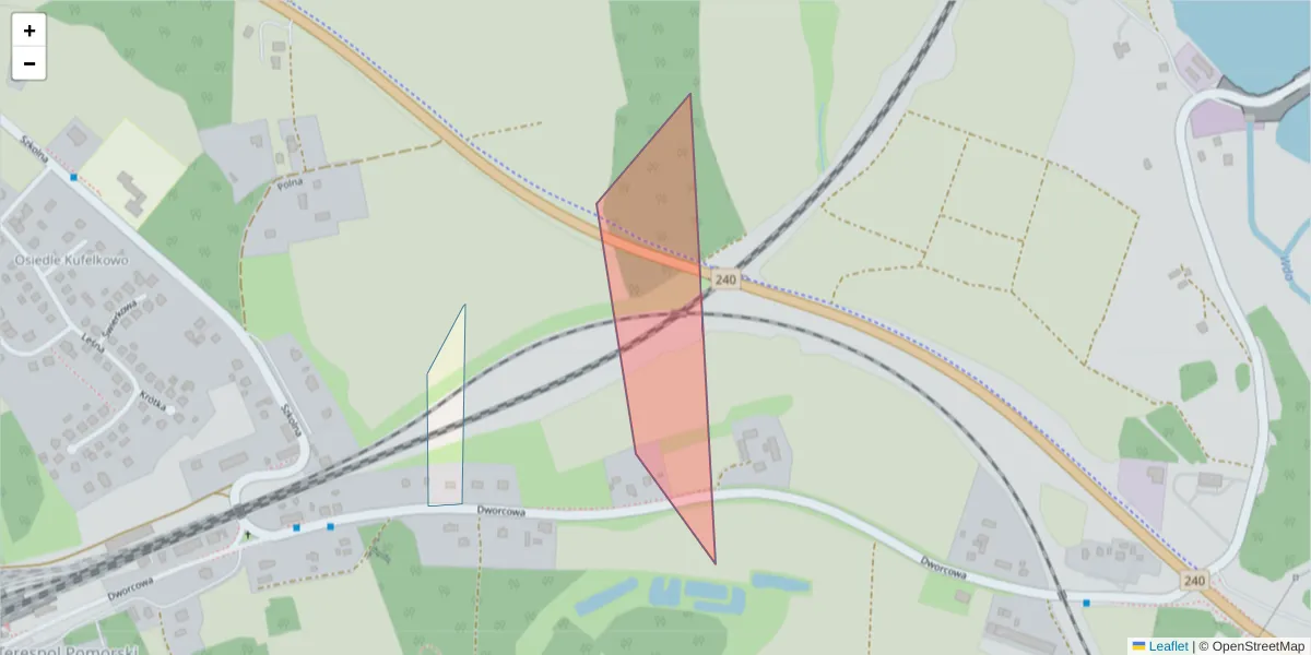 Szczegółowa mapa kodu pocztowego 89-105 z granicami, sąsiednimi kodami pocztowymi i urzędami pocztowymi