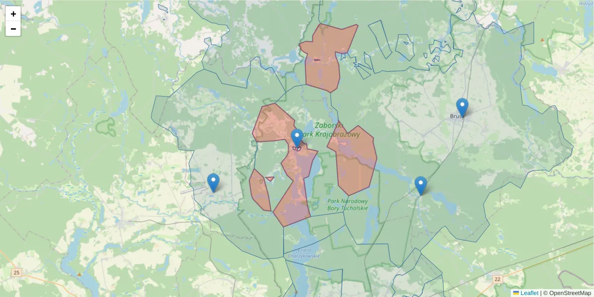 Szczegółowa mapa kodu pocztowego 89-608 z granicami, sąsiednimi kodami pocztowymi i urzędami pocztowymi