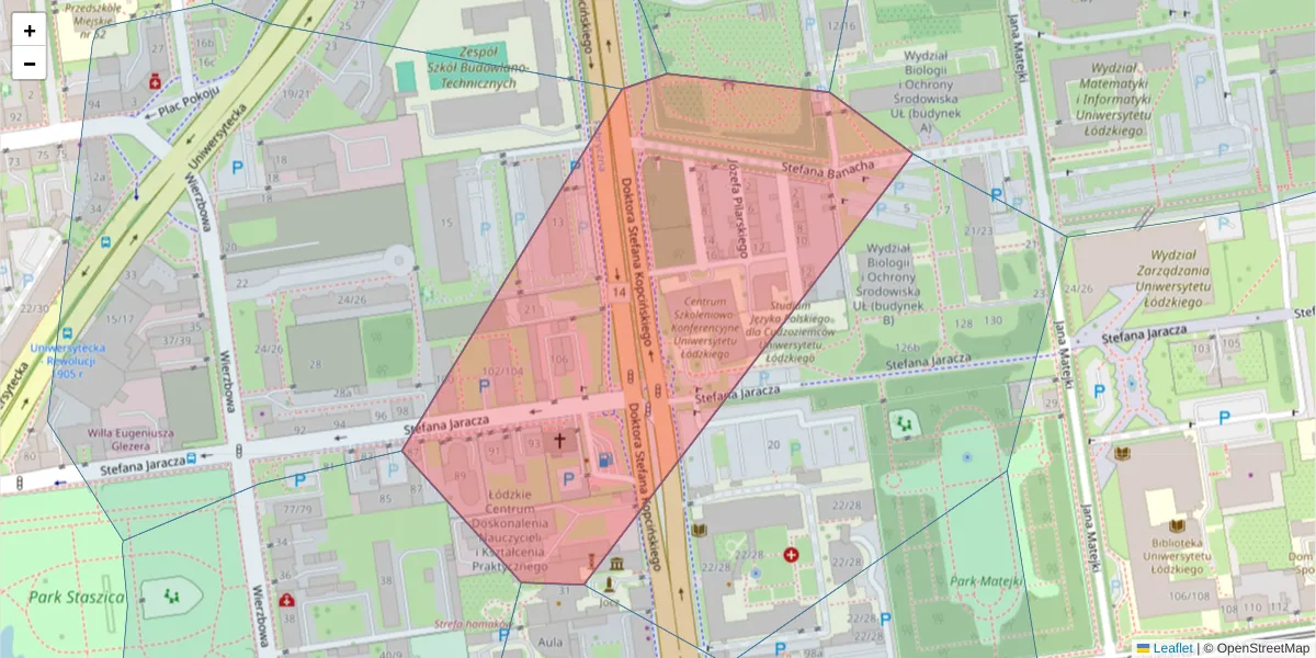 Szczegółowa mapa kodu pocztowego 90-244 z granicami, sąsiednimi kodami pocztowymi i urzędami pocztowymi