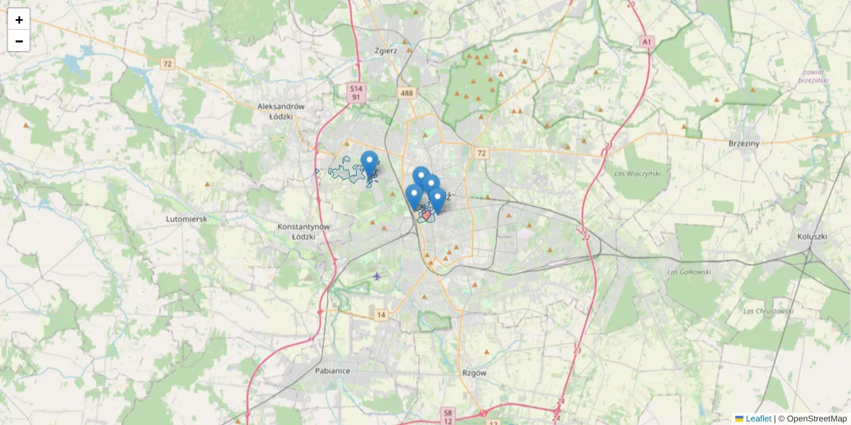 Szczegółowa mapa kodu pocztowego 90-554 z granicami, sąsiednimi kodami pocztowymi i urzędami pocztowymi