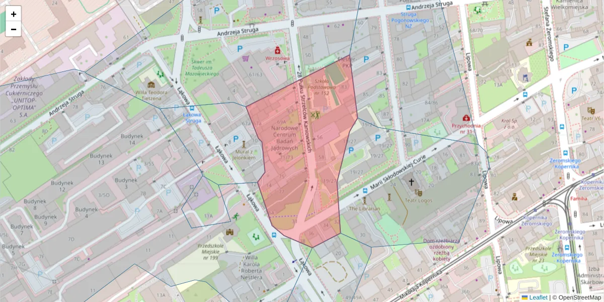 Szczegółowa mapa kodu pocztowego 90-558 z granicami, sąsiednimi kodami pocztowymi i urzędami pocztowymi
