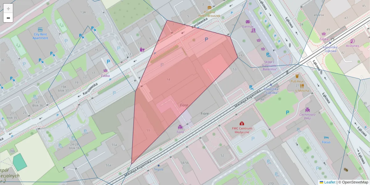 Szczegółowa mapa kodu pocztowego 90-561 z granicami, sąsiednimi kodami pocztowymi i urzędami pocztowymi