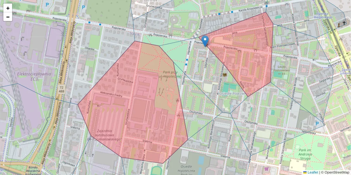 Szczegółowa mapa kodu pocztowego 91-327 z granicami, sąsiednimi kodami pocztowymi i urzędami pocztowymi