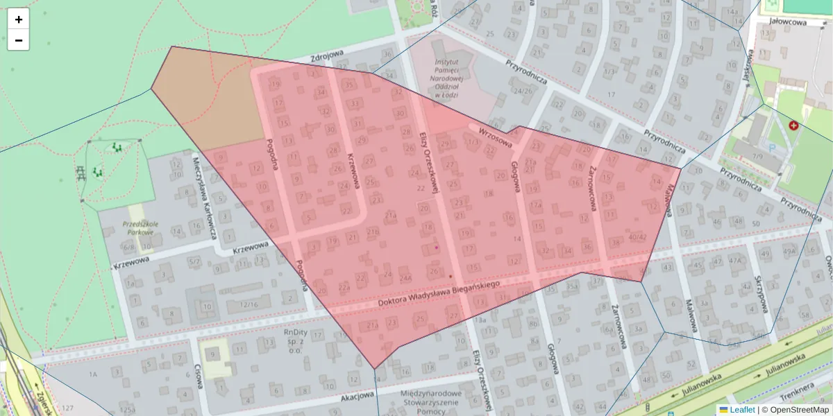 Szczegółowa mapa kodu pocztowego 91-479 z granicami, sąsiednimi kodami pocztowymi i urzędami pocztowymi
