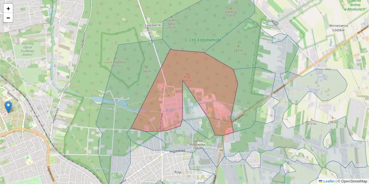 Szczegółowa mapa kodu pocztowego 91-519 z granicami, sąsiednimi kodami pocztowymi i urzędami pocztowymi