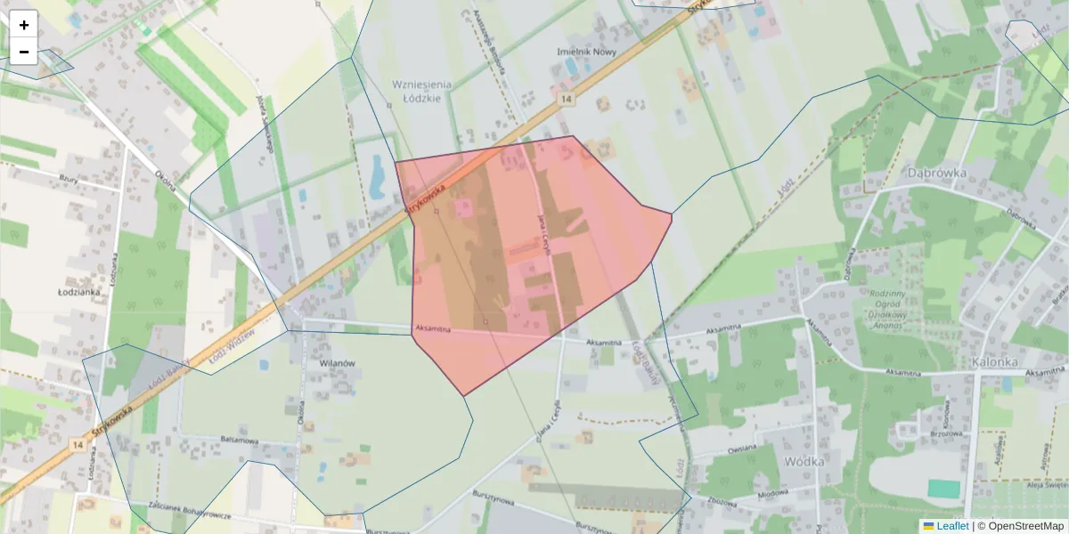 Szczegółowa mapa kodu pocztowego 91-534 z granicami, sąsiednimi kodami pocztowymi i urzędami pocztowymi