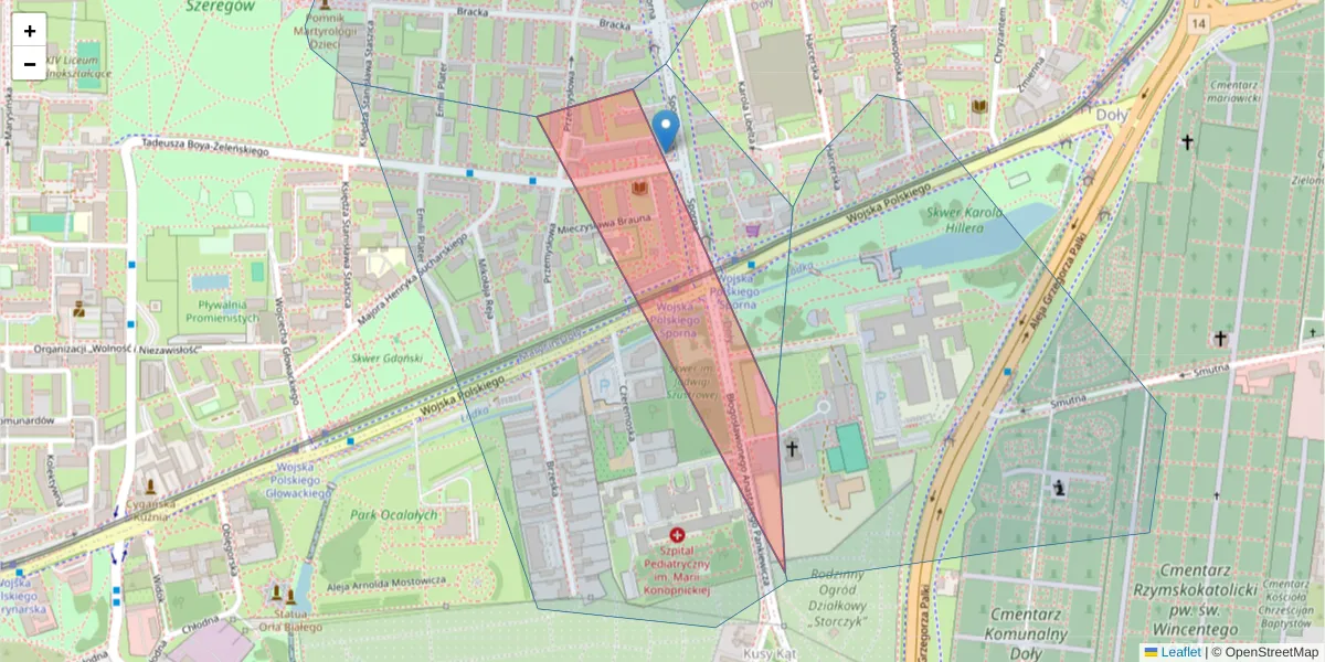Szczegółowa mapa kodu pocztowego 91-747 z granicami, sąsiednimi kodami pocztowymi i urzędami pocztowymi