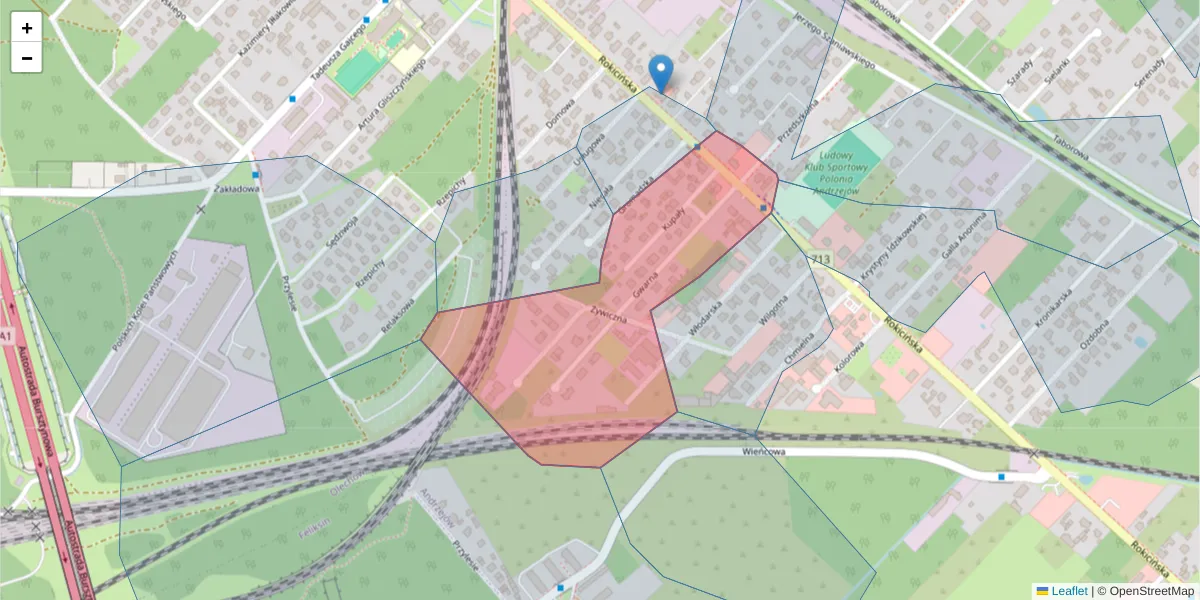 Szczegółowa mapa kodu pocztowego 92-616 z granicami, sąsiednimi kodami pocztowymi i urzędami pocztowymi