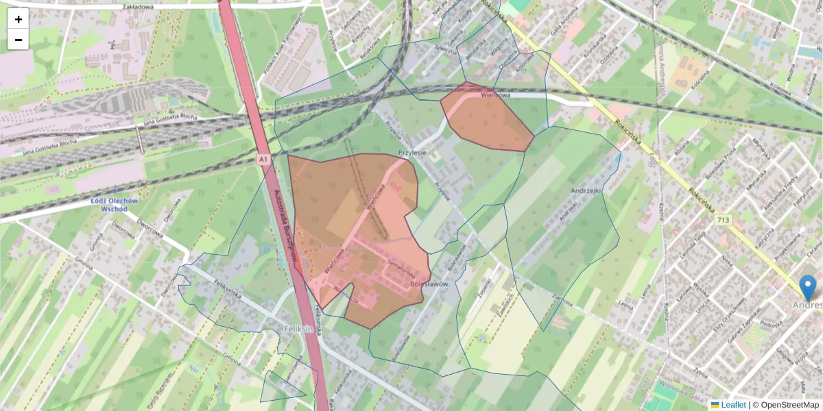 Szczegółowa mapa kodu pocztowego 92-632 z granicami, sąsiednimi kodami pocztowymi i urzędami pocztowymi