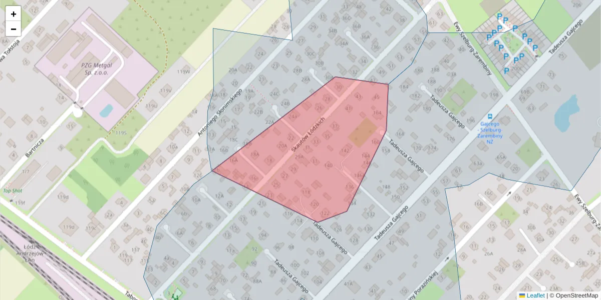 Szczegółowa mapa kodu pocztowego 92-640 z granicami, sąsiednimi kodami pocztowymi i urzędami pocztowymi