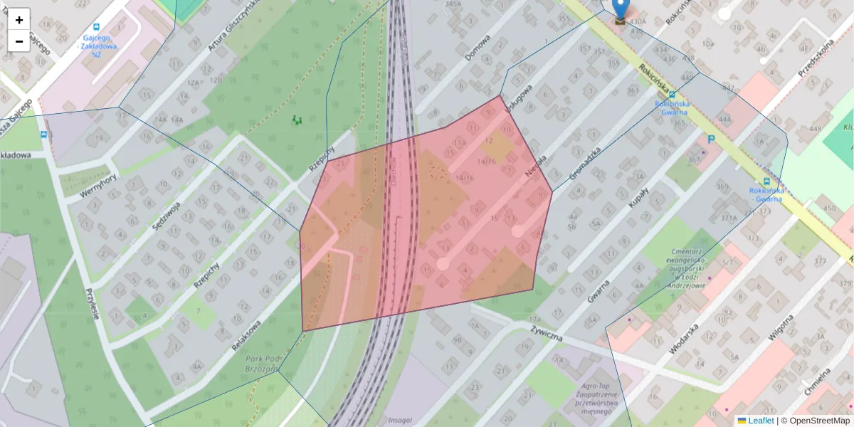 Szczegółowa mapa kodu pocztowego 92-647 z granicami, sąsiednimi kodami pocztowymi i urzędami pocztowymi