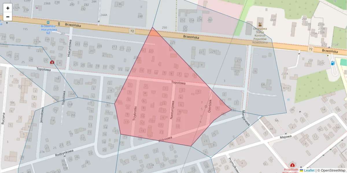 Szczegółowa mapa kodu pocztowego 92-710 z granicami, sąsiednimi kodami pocztowymi i urzędami pocztowymi