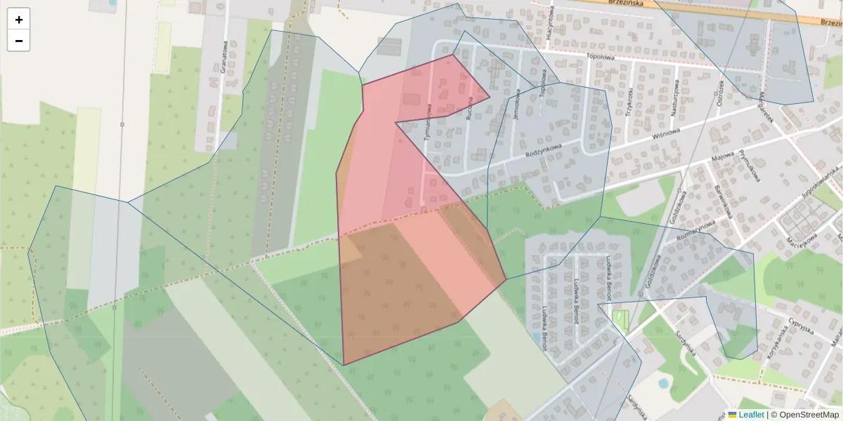 Szczegółowa mapa kodu pocztowego 92-712 z granicami, sąsiednimi kodami pocztowymi i urzędami pocztowymi