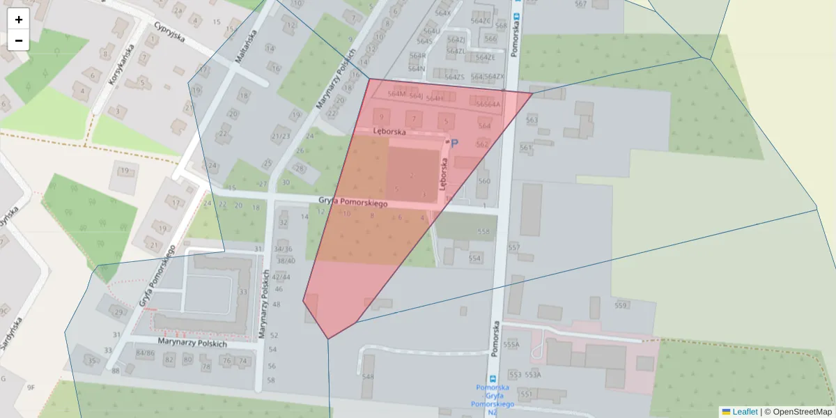 Szczegółowa mapa kodu pocztowego 92-713 z granicami, sąsiednimi kodami pocztowymi i urzędami pocztowymi