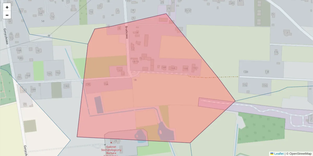 Szczegółowa mapa kodu pocztowego 92-738 z granicami, sąsiednimi kodami pocztowymi i urzędami pocztowymi