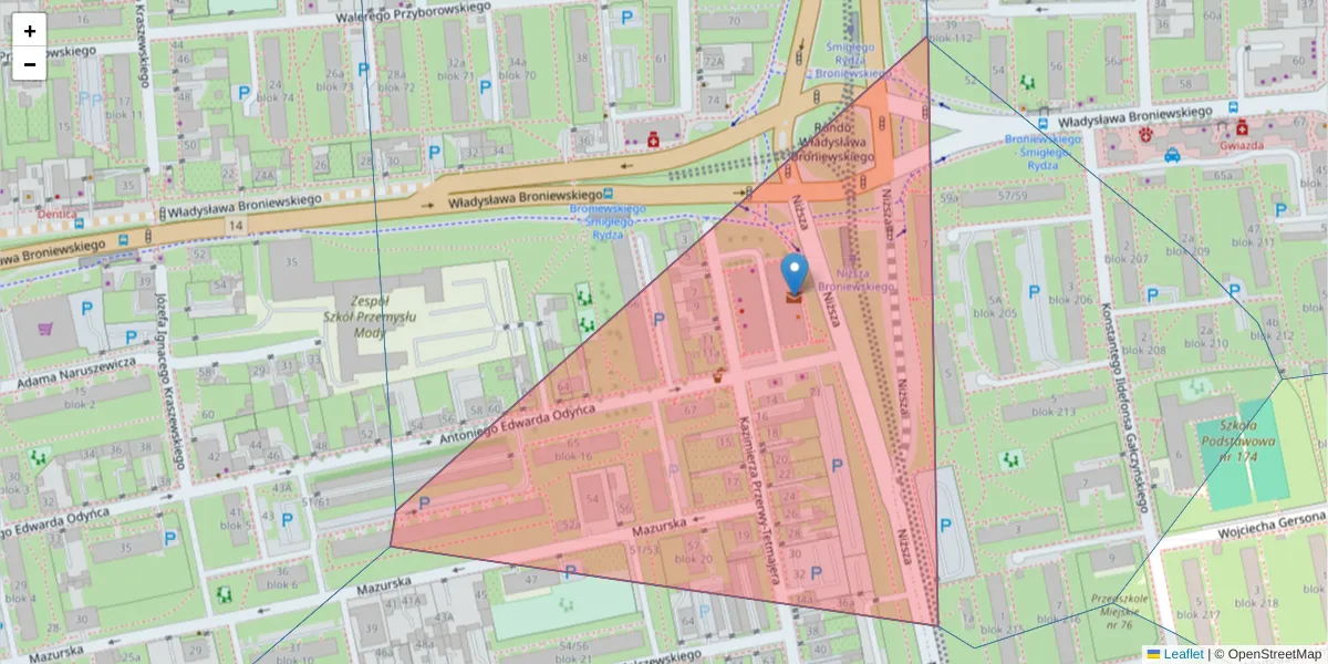 Szczegółowa mapa kodu pocztowego 93-157 z granicami, sąsiednimi kodami pocztowymi i urzędami pocztowymi