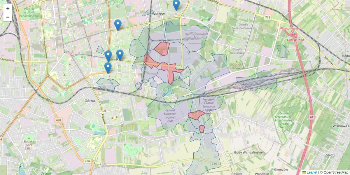Szczegółowa mapa kodu pocztowego 93-231 z granicami, sąsiednimi kodami pocztowymi i urzędami pocztowymi
