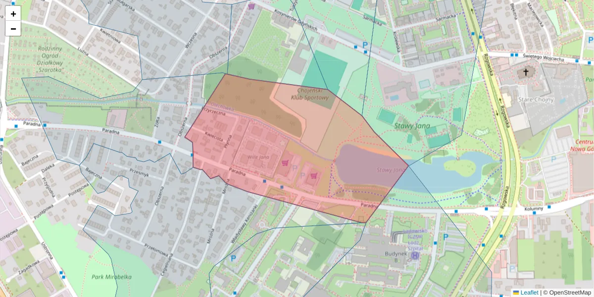 Szczegółowa mapa kodu pocztowego 93-345 z granicami, sąsiednimi kodami pocztowymi i urzędami pocztowymi
