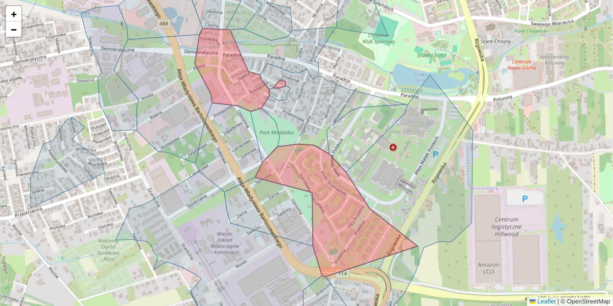 Szczegółowa mapa kodu pocztowego 93-347 z granicami, sąsiednimi kodami pocztowymi i urzędami pocztowymi