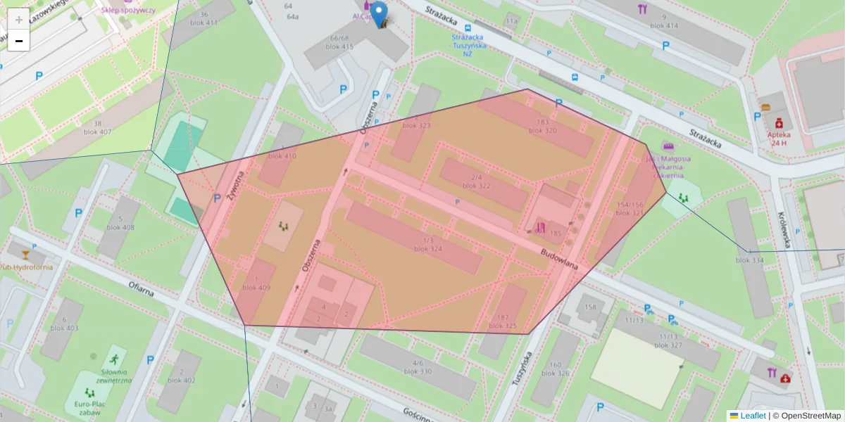 Szczegółowa mapa kodu pocztowego 93-355 z granicami, sąsiednimi kodami pocztowymi i urzędami pocztowymi