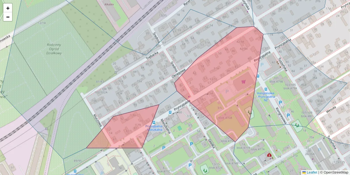 Szczegółowa mapa kodu pocztowego 93-379 z granicami, sąsiednimi kodami pocztowymi i urzędami pocztowymi
