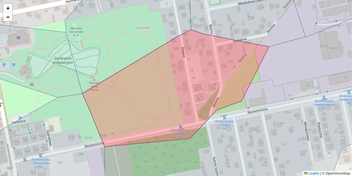 Szczegółowa mapa kodu pocztowego 93-429 z granicami, sąsiednimi kodami pocztowymi i urzędami pocztowymi