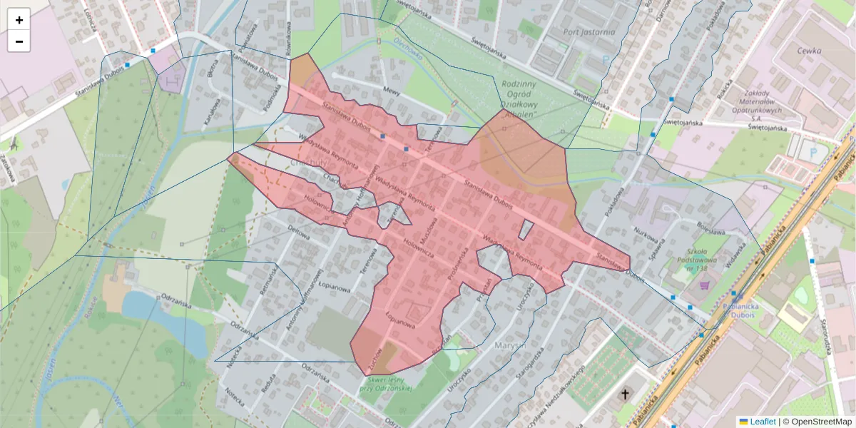 Szczegółowa mapa kodu pocztowego 93-474 z granicami, sąsiednimi kodami pocztowymi i urzędami pocztowymi