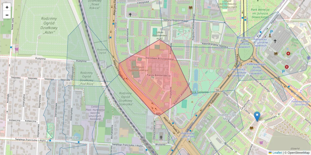 Szczegółowa mapa kodu pocztowego 93-552 z granicami, sąsiednimi kodami pocztowymi i urzędami pocztowymi