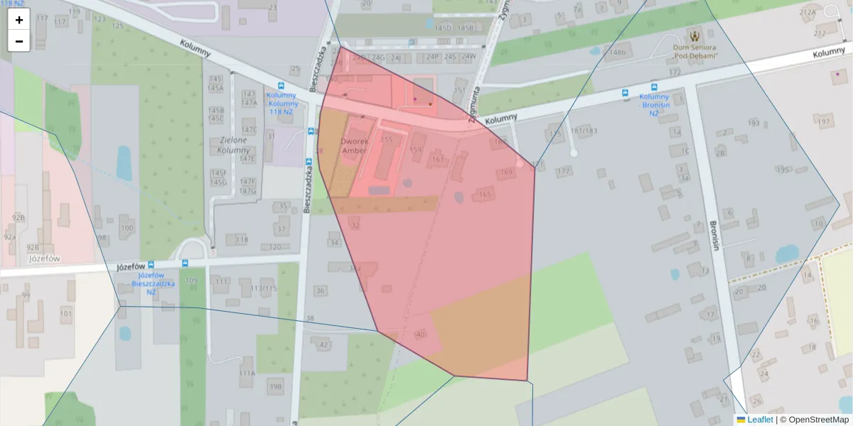 Szczegółowa mapa kodu pocztowego 93-611 z granicami, sąsiednimi kodami pocztowymi i urzędami pocztowymi