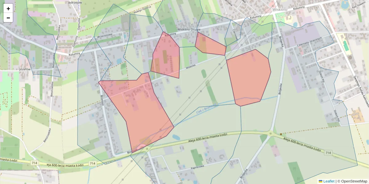 Szczegółowa mapa kodu pocztowego 93-622 z granicami, sąsiednimi kodami pocztowymi i urzędami pocztowymi