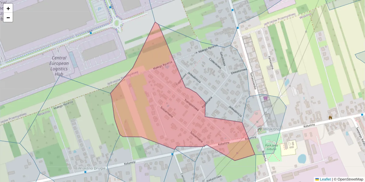 Szczegółowa mapa kodu pocztowego 93-632 z granicami, sąsiednimi kodami pocztowymi i urzędami pocztowymi