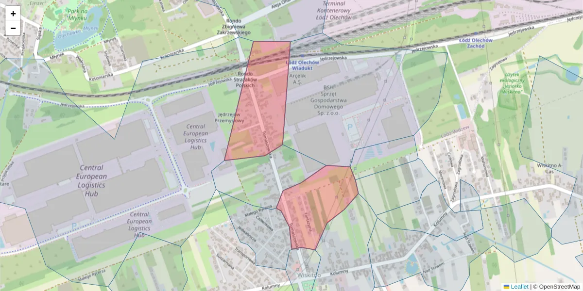 Szczegółowa mapa kodu pocztowego 93-635 z granicami, sąsiednimi kodami pocztowymi i urzędami pocztowymi
