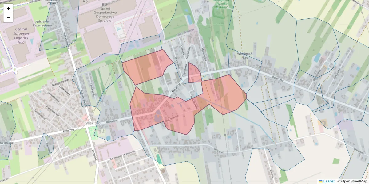 Szczegółowa mapa kodu pocztowego 93-647 z granicami, sąsiednimi kodami pocztowymi i urzędami pocztowymi