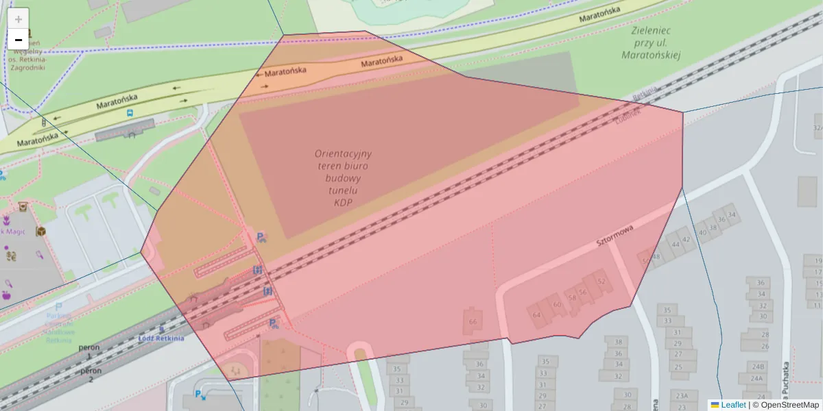 Szczegółowa mapa kodu pocztowego 94-117 z granicami, sąsiednimi kodami pocztowymi i urzędami pocztowymi
