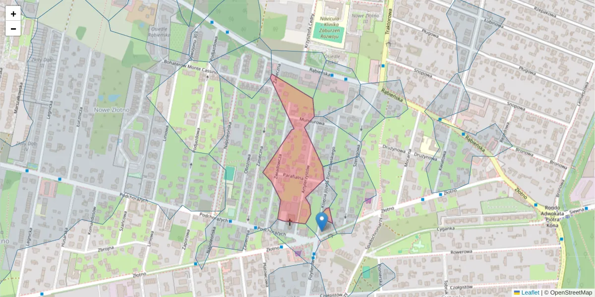 Szczegółowa mapa kodu pocztowego 94-230 z granicami, sąsiednimi kodami pocztowymi i urzędami pocztowymi