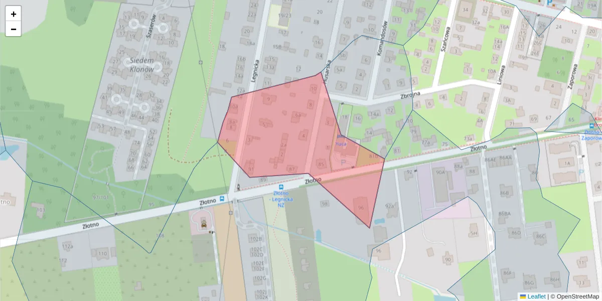 Szczegółowa mapa kodu pocztowego 94-233 z granicami, sąsiednimi kodami pocztowymi i urzędami pocztowymi