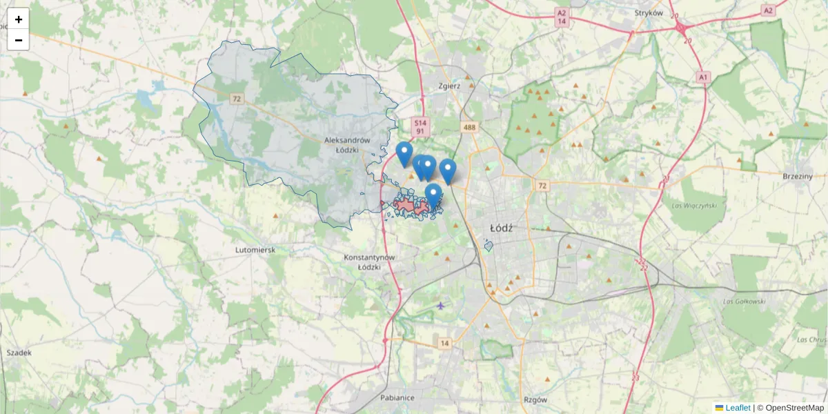 Szczegółowa mapa kodu pocztowego 94-234 z granicami, sąsiednimi kodami pocztowymi i urzędami pocztowymi