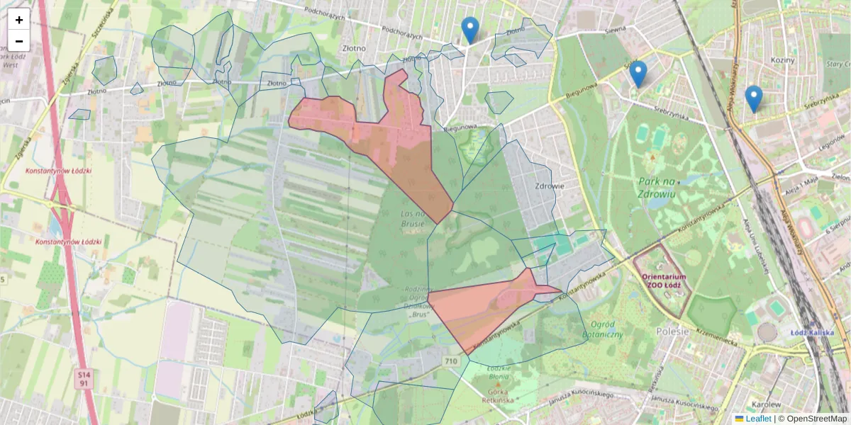Szczegółowa mapa kodu pocztowego 94-316 z granicami, sąsiednimi kodami pocztowymi i urzędami pocztowymi