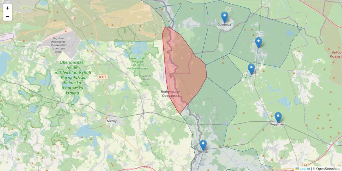 Szczegółowa mapa kodu pocztowego 02929 z granicami, sąsiednimi kodami pocztowymi i urzędami pocztowymi