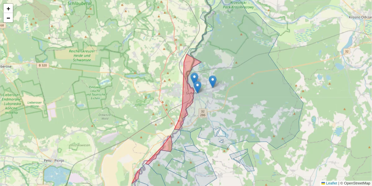 Szczegółowa mapa kodu pocztowego 03172 z granicami, sąsiednimi kodami pocztowymi i urzędami pocztowymi