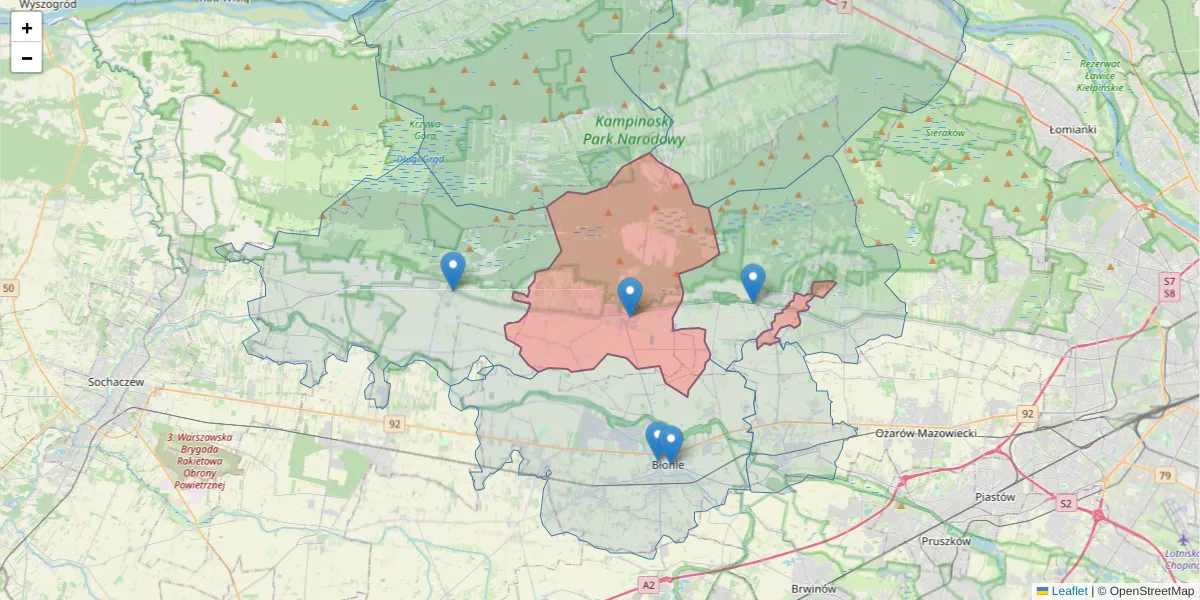 Szczegółowa mapa kodu pocztowego 05-084 z granicami, sąsiednimi kodami pocztowymi i urzędami pocztowymi