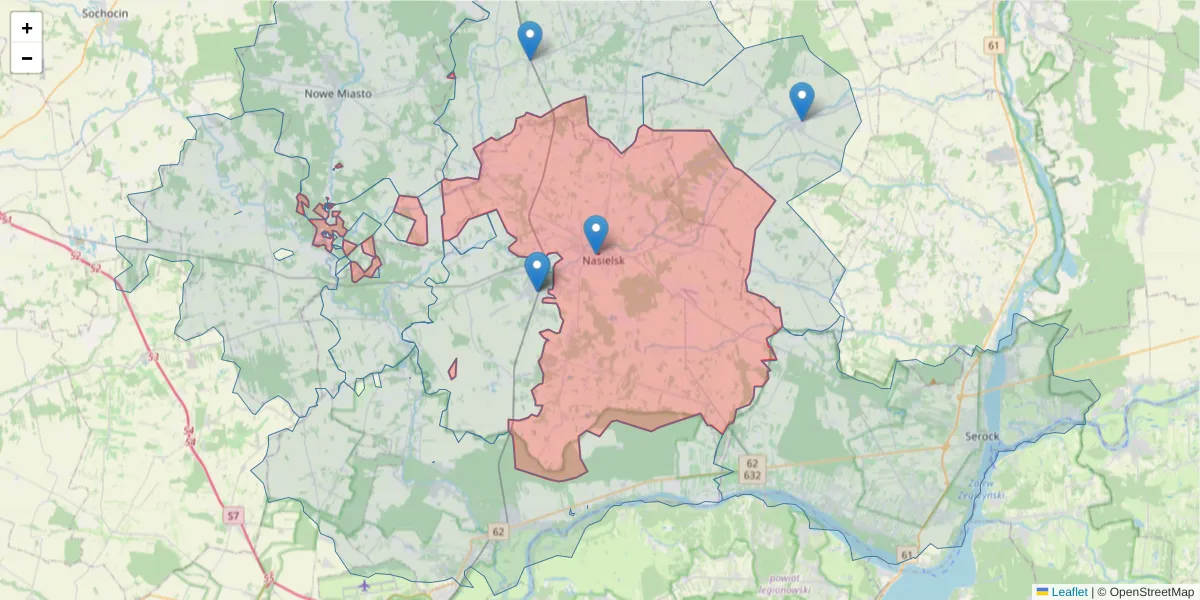 Szczegółowa mapa kodu pocztowego 05-190 z granicami, sąsiednimi kodami pocztowymi i urzędami pocztowymi