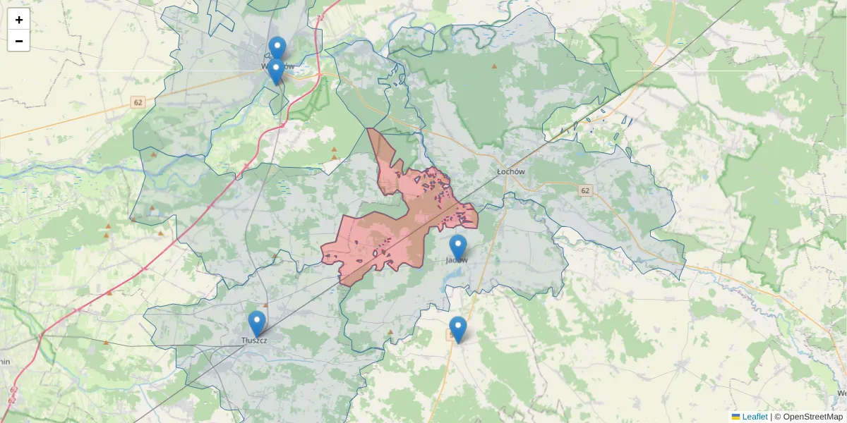 Szczegółowa mapa kodu pocztowego 05-281 z granicami, sąsiednimi kodami pocztowymi i urzędami pocztowymi