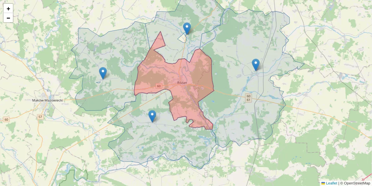 Szczegółowa mapa kodu pocztowego 06-230 z granicami, sąsiednimi kodami pocztowymi i urzędami pocztowymi