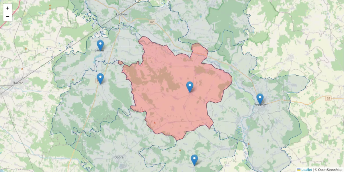 Szczegółowa mapa kodu pocztowego 07-120 z granicami, sąsiednimi kodami pocztowymi i urzędami pocztowymi