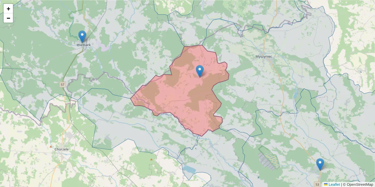 Szczegółowa mapa kodu pocztowego 07-431 z granicami, sąsiednimi kodami pocztowymi i urzędami pocztowymi