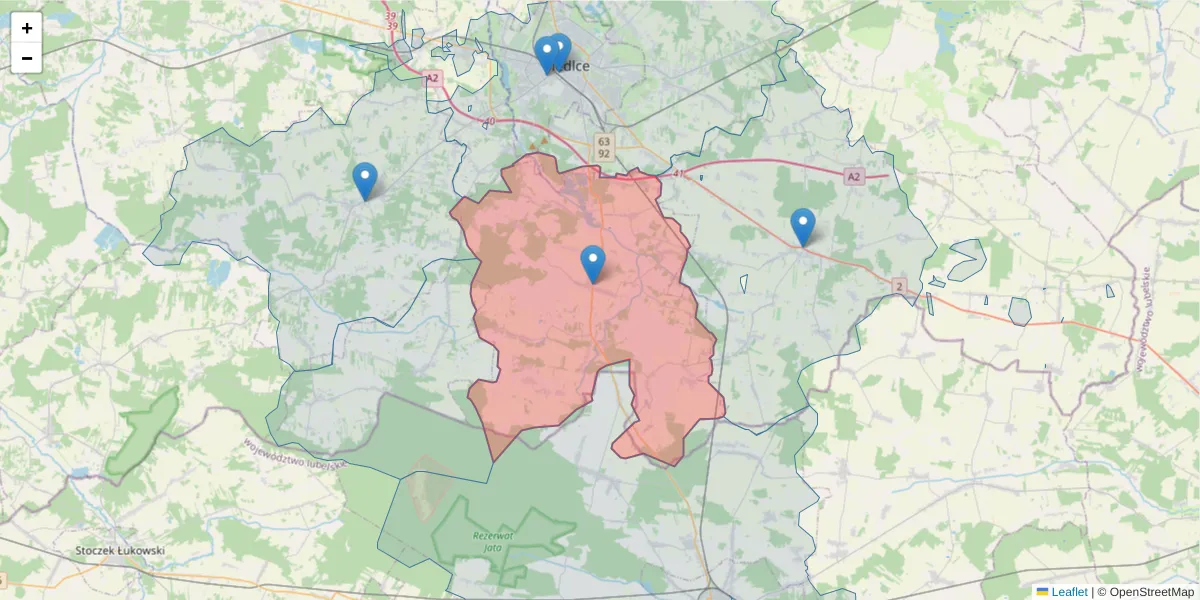 Szczegółowa mapa kodu pocztowego 08-112 z granicami, sąsiednimi kodami pocztowymi i urzędami pocztowymi